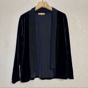 Black velvet open cardigan